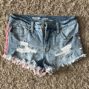 Mossimo Supply Co. Women's Blue Distressed Denim Shorts AMERICAN FLAG EDITION